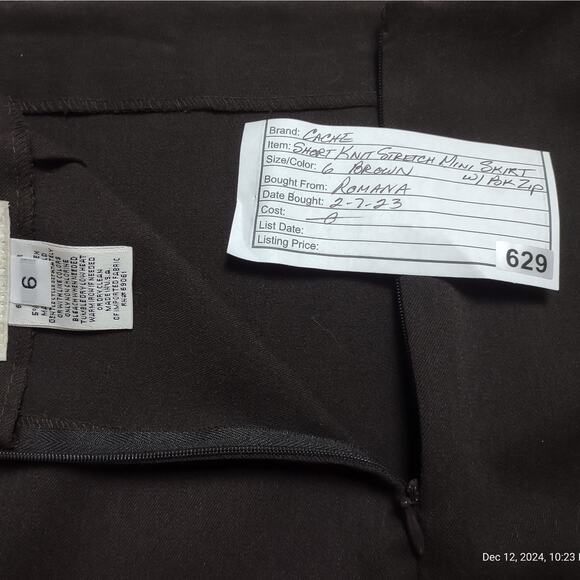 CACHE Short Brown Stretch A-line Mini Skirt Size 6 Unlined Basic Simple Career - Picture 8 of 8